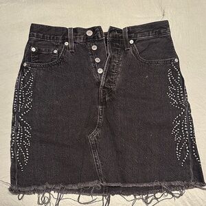 Levi's Black Denim Mini Skirt with Embellishments